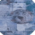 thumbnail image 4 of HomeRoots 625363 8 ft. Blue & Sky Blue Abstract Washable Transitional Indoor & Outdoor Round Area Rug, 4 of 9