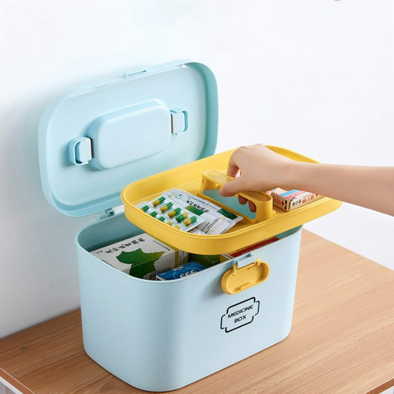 Taluosi Portable First Aid Kit Handled Medicine Organizer Box Plastic Home  Storage Case 