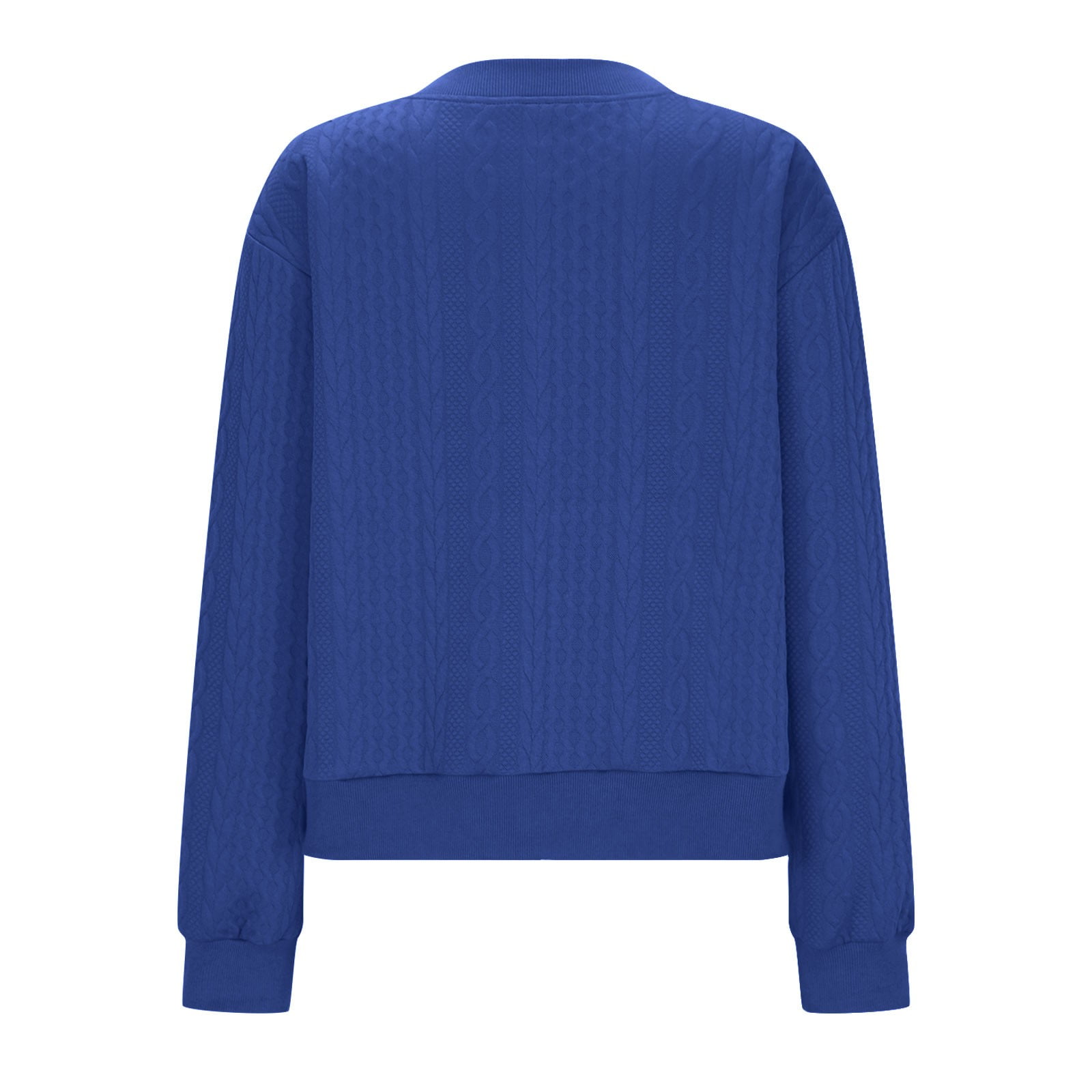 Fartey Women's Zip Up Cardigan Sweater Knit Cable Long Sleeve Jackets Soft Comfy Crewneck Casual Cardigans Fashion Simple Solid Color Coat Blue M
