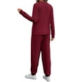 thumbnail image 5 of UVN Two Piece Sets for Women Casual Outfits Sets Textured Long Sleeve Shirts and Long Pants Lounge Set Fall Pajama Sets with Pockets, 5 of 9