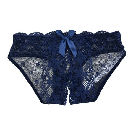 

Fabiurt Women s Underwear Women s Low Waist Mesh Briefs Solid Color Cotton Crotch Underwear Panties Blue