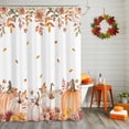 thumbnail image 2 of Shower Curtain 36"W x 72"L Autumn Thanksgiving Pumpkins Flowers Leaves Fabric Shower Curtains Set with Hooks Water Repellent Bathroom Curtains Machine Washable Bathroom Accessories, 2 of 6