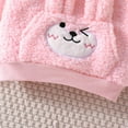 thumbnail image 4 of Toddler Girl Fall Outfits Autumn And Winter Baby 1 3 Years Old Top Round Neck Solid Color Rabbit Pocket Warm Fuzzy Suit Baby Boy Fall Outfits Pink 6 Months-9 Months, 4 of 6