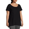 thumbnail image 3 of Just My Size Short-Sleeve Slub-Jersey Women's Tunic with Crochet Trim - OJ247, 3 of 3