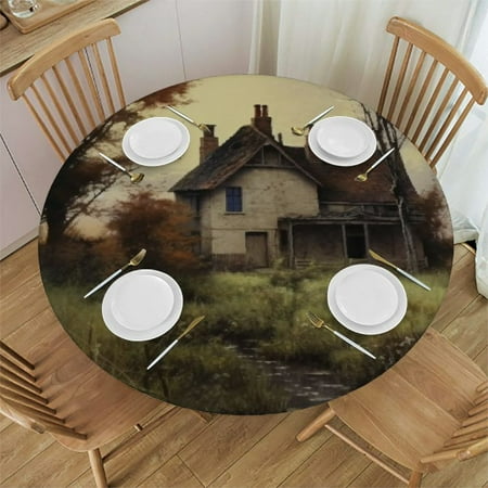 

Autua Trees Round Table Cover Stain Resistant and Washable - Perfect for Indoor Outdoor Tablecloth for Kitchen Dining Wedding and Parties - Outdoor Fitted - 100% Polyester Fiber 42 -46