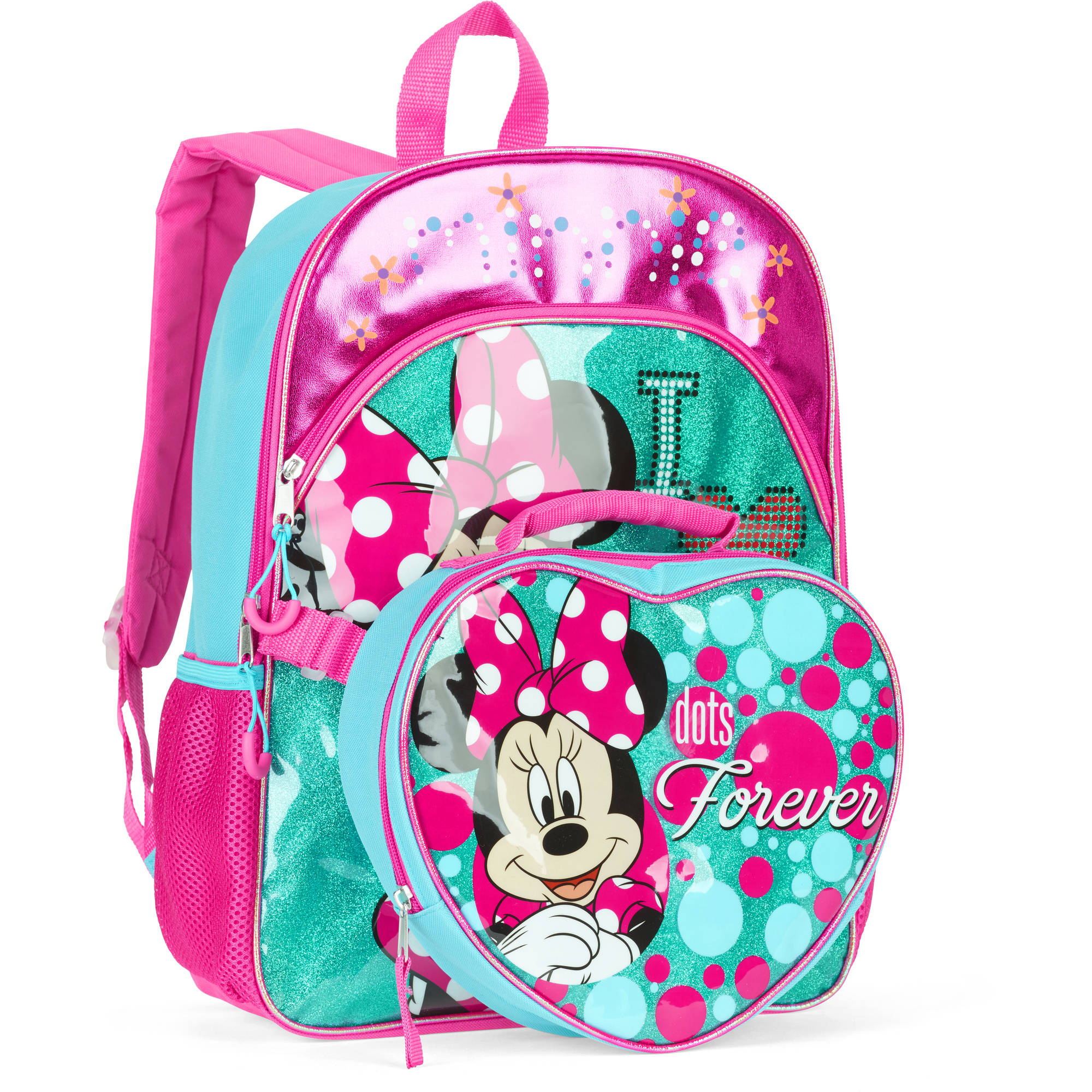 Disney Minnie Mouse 16" Full Size Backpack With Detachable Lunch Bag