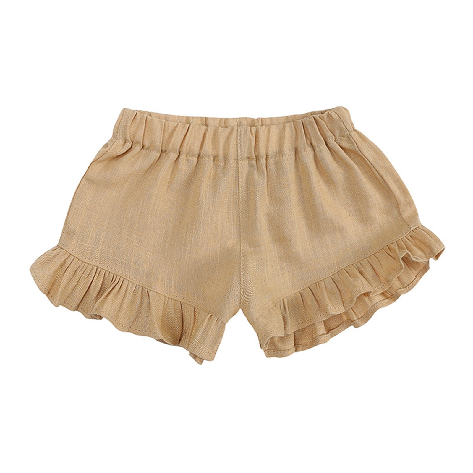 Cotton And Linen Baby Girls Summer Top Four Corner Ruffled Shorts Girls Two Baby Clothes