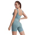 thumbnail image 3 of Coofit Workout Outfit Set 2-Piece Quick-drying Ribbed Crop Top Yoga Shorts for Women, 3 of 10