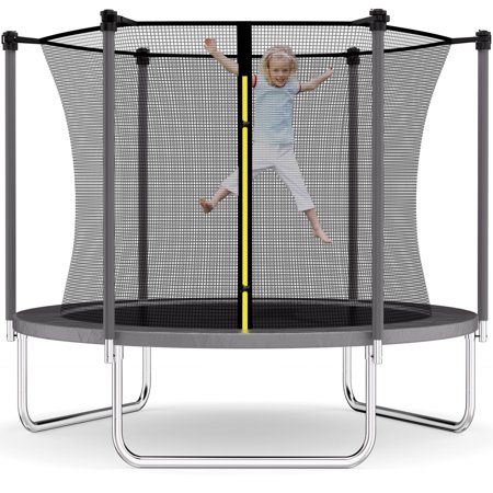 AOTOB Trampoline for Kids and Adults 800LBS 8FT Trampoline with Enclosure Net for Backyard(Grey)