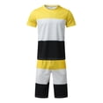 thumbnail image 5 of Vedolay Men's 2 Piece Outfits Color Block Tee and Drawstring Shorts Set(Yellow,L), 5 of 5
