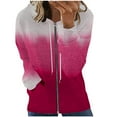 thumbnail image 2 of Puntoco moda mujer manga larga cremallera frente abierto suelta prendas de vestir exteriores blusa estampada abrigo Tops bolsillos blusa con capucha liquidación Puntoco Puntoco-6435, 2 of 5