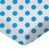 SheetWorld Fitted 100% Cotton Percale Play Yard Sheet Fits BabyBjorn Travel Crib Light 24 x 42, Turquoise Polka Dots