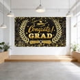 thumbnail image 2 of Class of 2026 Graduation Backdrop 6x3.6ft Black Gold Congrats Grad Banner for Photography Graduation Ceremony Party Decorations with Balloons Cake Table Banner Photo Booth Props, 2 of 6
