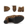 thumbnail image 2 of BLISSFUL STEP Women's Ankle Boots Faux Suede Chunky Heel Platform Lace - up Round Toe Dress Boots Leopard 6, 2 of 5