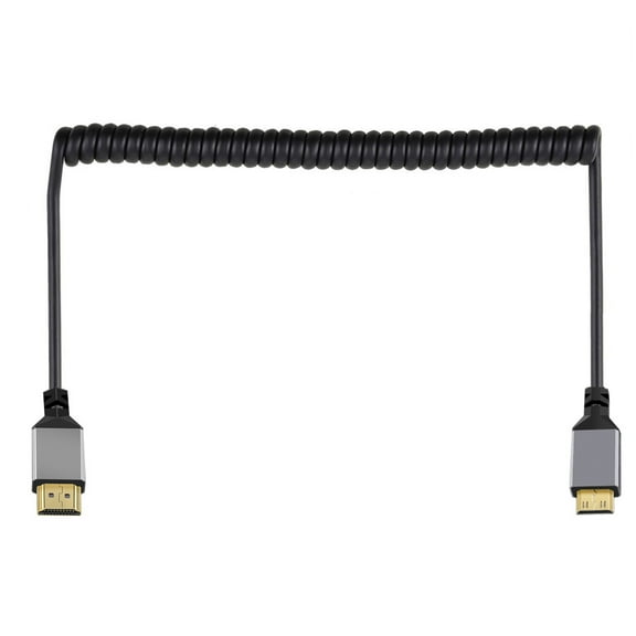 CY Mini HDMI 2.0 Male to HDMI Male 4K 60hz Stretch Coiled Cable Straight Connector for HDTV Computer Laptop Monitor