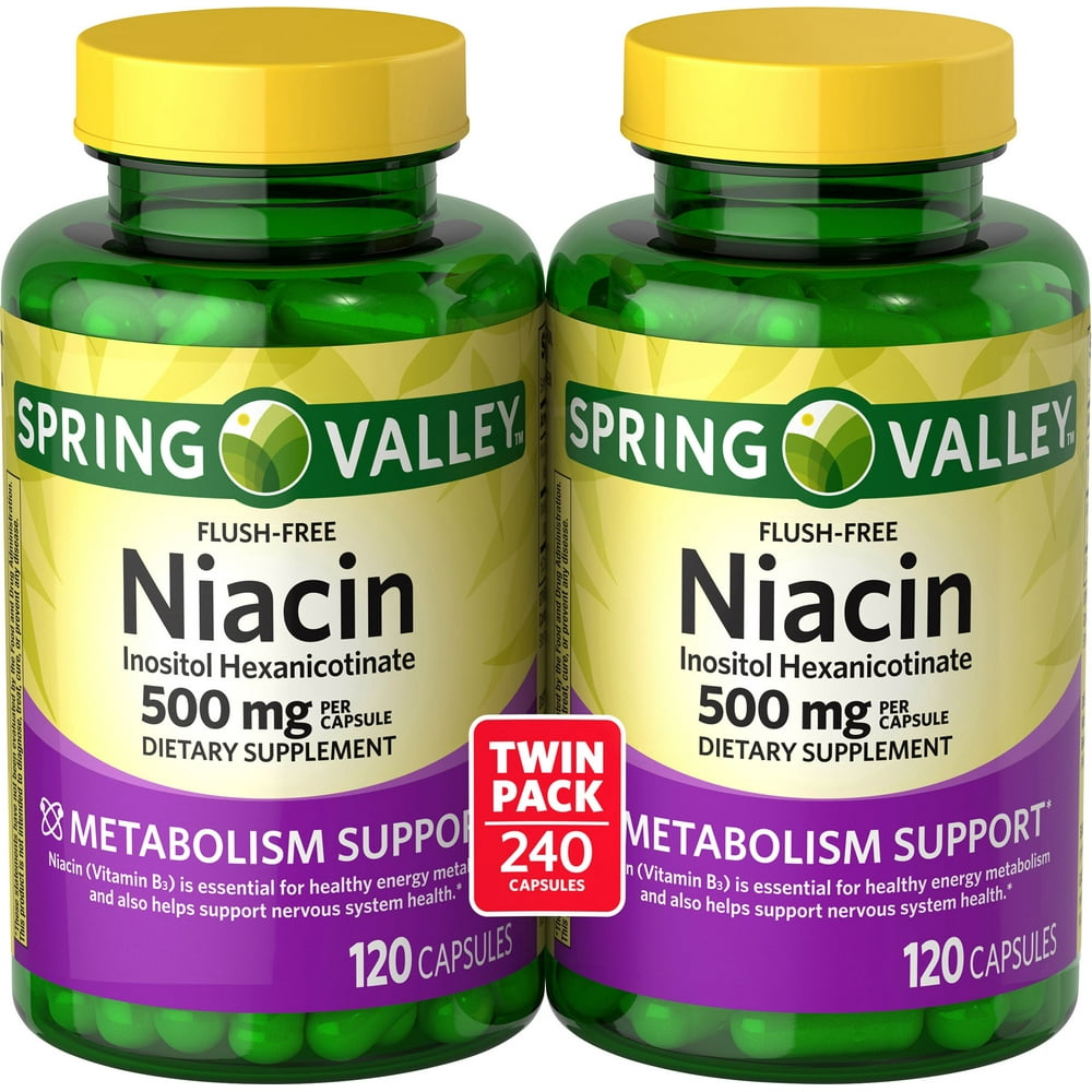 Spring Valley FlushFree Niacin Inositol Hexanicotinate Capsules Twin