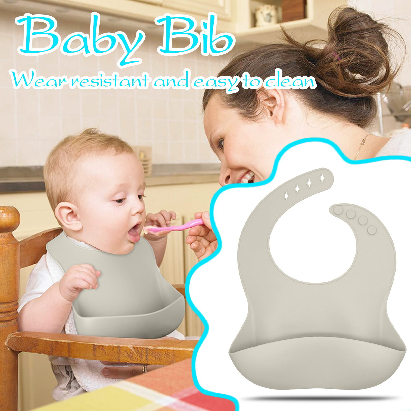 Feeding Bib Baby Cloths Kids Infants Silicone Waterproof Towel Toddlers H