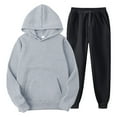 thumbnail image 1 of toraway Men's Suits 2 Piece Mens Color Matching Two Piece Hooded Pocket Lace up Pullover Sweater Pants Set Suits XXL, 1 of 3