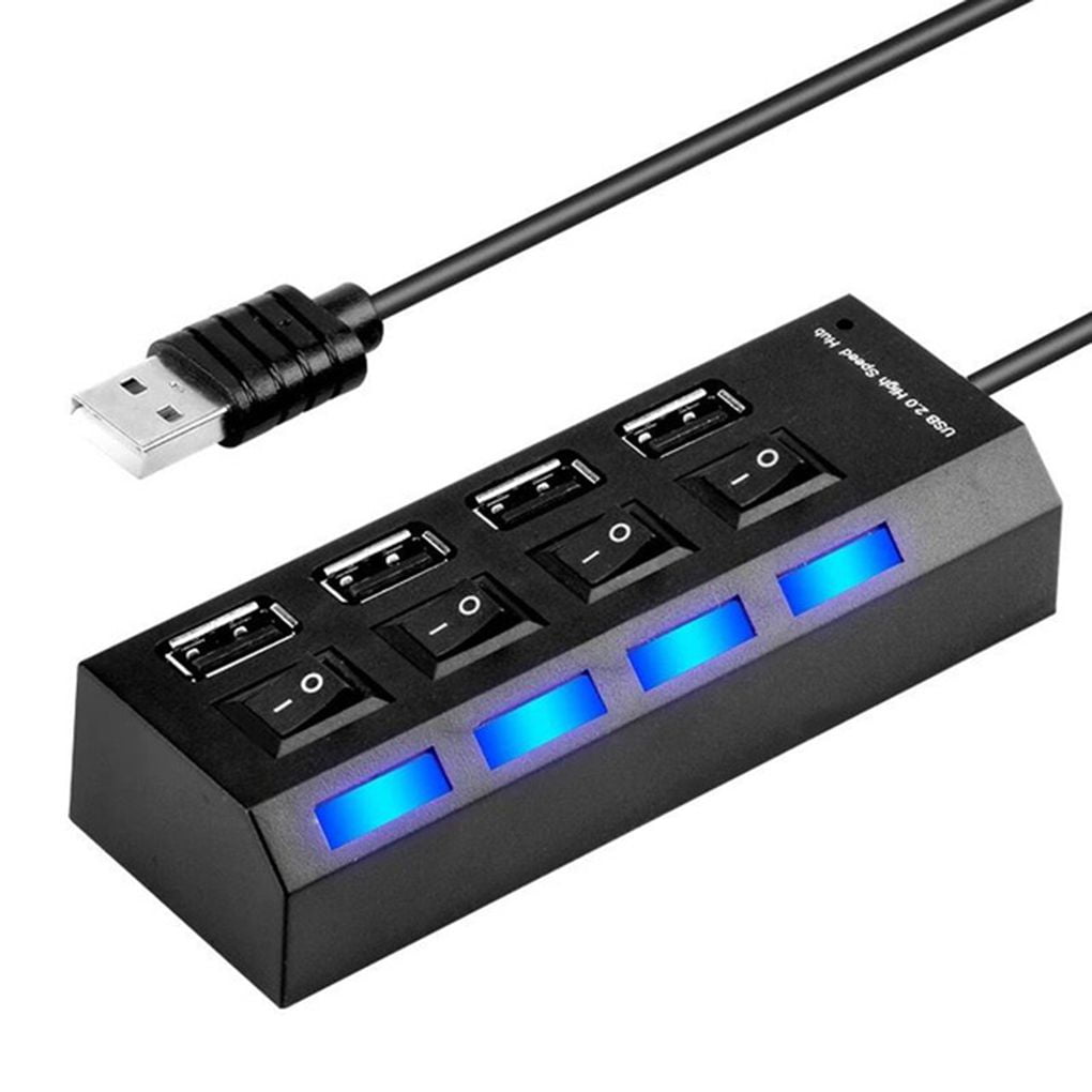 1 Quick Charge Port 3.0 Hub with Individual Switches and LED Indicators Amyove USB Hub with 4 USB3.0 Data Ports