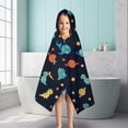 thumbnail image 6 of Dark Blue Dinosaurs Space Pattern Hooded Bath Towel，50"x30" for Ages 3 To 12 Kids, Quick Dry Lightweight Soft Microfiber Hood Beach Towel Cover Up for Kids, 6 of 7