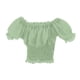 thumbnail image 2 of Camiseta de manga corta elástica ajustada con mangas abullonadas para mujer a escala 1/6 Verde E, 2 of 9