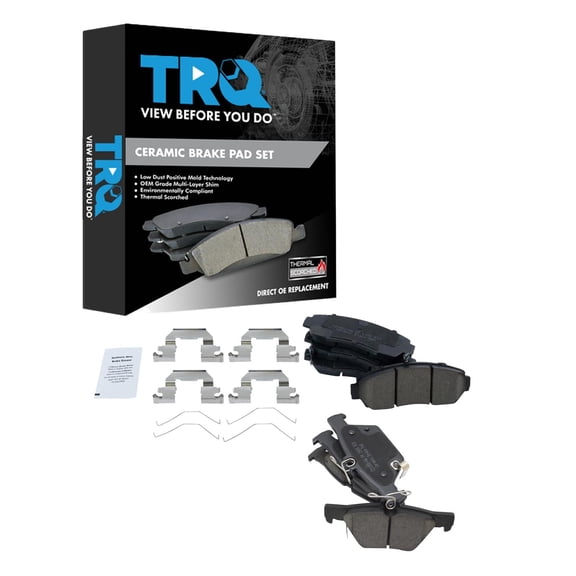 TRQ Front and Rear Brake Pad Set Ceramic Hardware Fits 2016-2019 Subaru Legacy