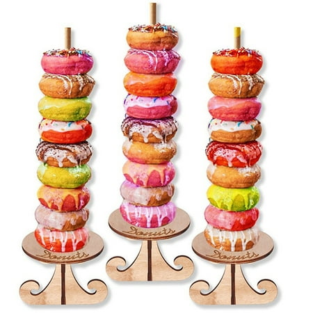 Wooden Donut Display Stand Rack DIY Wall Doughnut Dessert Rack Birthday ...