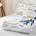thumbnail image 4 of Homewish Colorful Dino Quilt Full for Kids, Dinosaur Print Full Bedspread Sets, White, 3pcs, 1 Comforter and 2 Pillowcases, 4 of 7