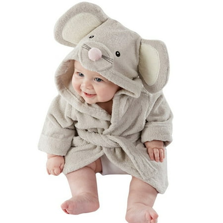 

xingqing Newborn Infant Baby Boys Girls Bathobes Dressing Gown Animal Shape Hooded Flannel Pajamas Sleepwear Grey 4-5 Years