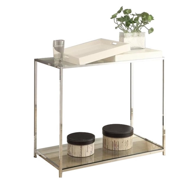 Convenience Concepts Palm Beach Table Console en Verre Clair, Fini Métal Chromé