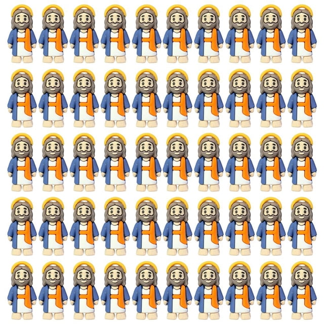 50PCS Mini Christ Figurines for Easter Egg Stuffers - 3.4 x 2.8 cm PVC Religious Figures for Decor, Gifts, & Spiritual Reflection (Warm Friendly Expression)
