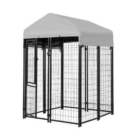 Garden Winds Custom Fit Replacement Canopy Top Cover Compatible with The KennelMaster DK644WC 4’ x 4’ x 6’ Welded Dog Kennel Playpen - Upgraded Performance RipLock 350 Fabric - Slate Gray