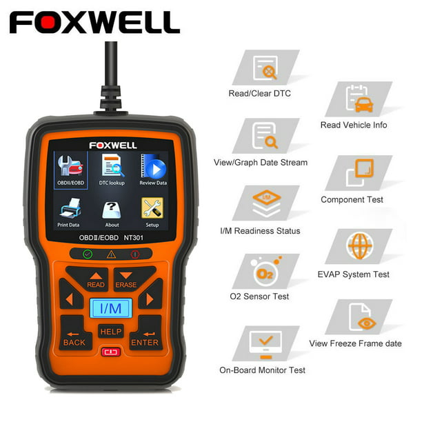 Foxwell NT301 OBD Scanner Car Scan Tool OBD2 Scanner Professional OBDII  Automotive Diagnostic Detector Vehicle Code Reader with Full OBD Function  Turn off Engine Light Read Clean Codes Car Scanner - Walmart.com