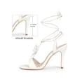 thumbnail image 2 of BLISSFUL STEP Flower Lace Up Stiletto Heel Slingback Strappy Heels Sandals for Women White (Size 6), 2 of 7