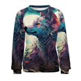 thumbnail image 7 of Colorful Lone Wolf Womens Oversized Sweatshirts Hoodies Crewneck Casual Tops Comfy FallWinter Clothes 2024, 7 of 7