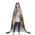 thumbnail image 3 of Honeii Three Horses Oil Painting Print Poncho Cape, Cloak Coat, Snuggly Hooded Wearable Blanket, Hooded Cape For Teenagers,Halloween Costumes-Large, 3 of 7