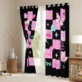 thumbnail image 3 of jejeloiu Cartoon Flower Cherry Curtains Pack of 2 (42x84 Each),Pink Geometric Plaid Curtains Blackout For Girls Women, 3 of 6