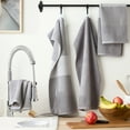 thumbnail image 6 of TOWN & COUNTRY BASICS Basketweave Antimicrobial Terrycloth Kitchen Towel 4-Pack Set, Absorbent 100% Cotton, Machine Washable, Grey, 16"x28", 6 of 7