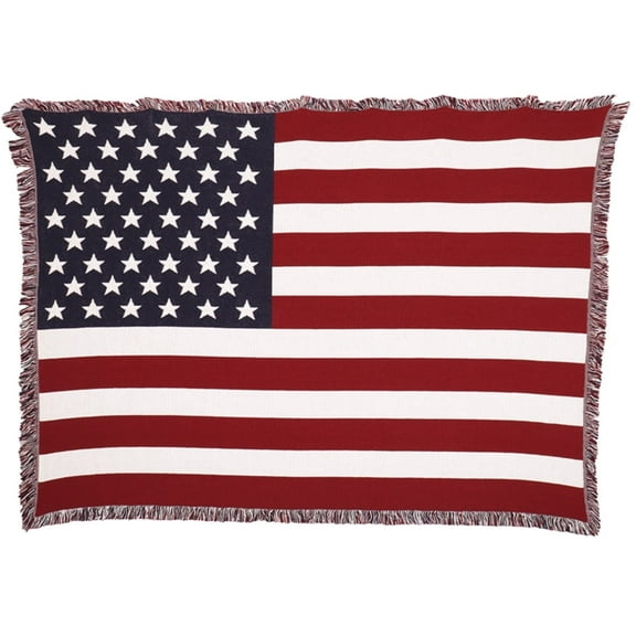 United States American Flag Blanket - Gift Soft Tapestry Throw Woven from Cotton - Made in The USA (69x48)