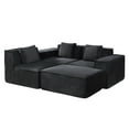 thumbnail image 3 of 112" Quick & Easy Assembly Minimalist Modular Sectional Sofa, Oversized Sectional Sofa Set with Stylish Corduroy, Convertible Modular Cloud Sleeper Couch for Living Areas​, Black, 3 of 8