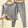 thumbnail image 2 of Penkiiy Toddler Baby Kids Winter Boys Girls Solid Color Long Sleeved Thickening Home Wear Clothes Suit 3-4 Years Gray, 2 of 5
