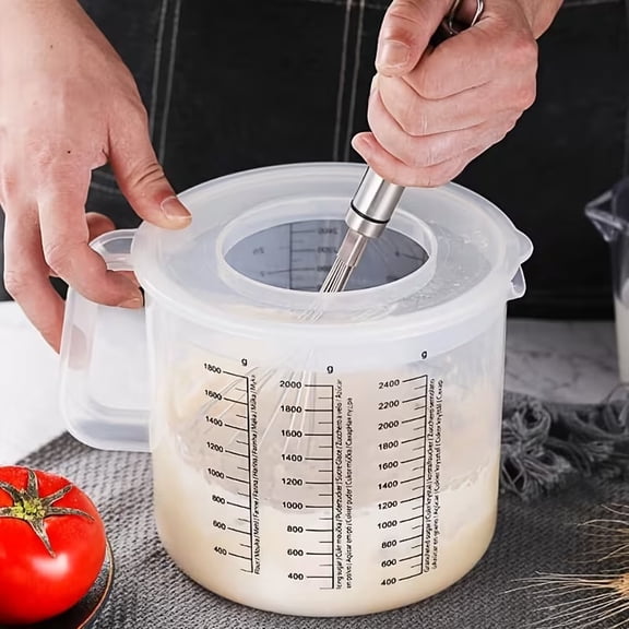 Multifunctional mixing bowl set with lid - measuring cup, durable plastic material, suitable for salad baking