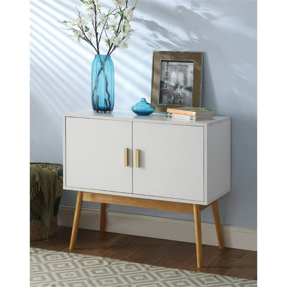 Convenience Concepts Oslo Storage Console Table in White Wood Finish