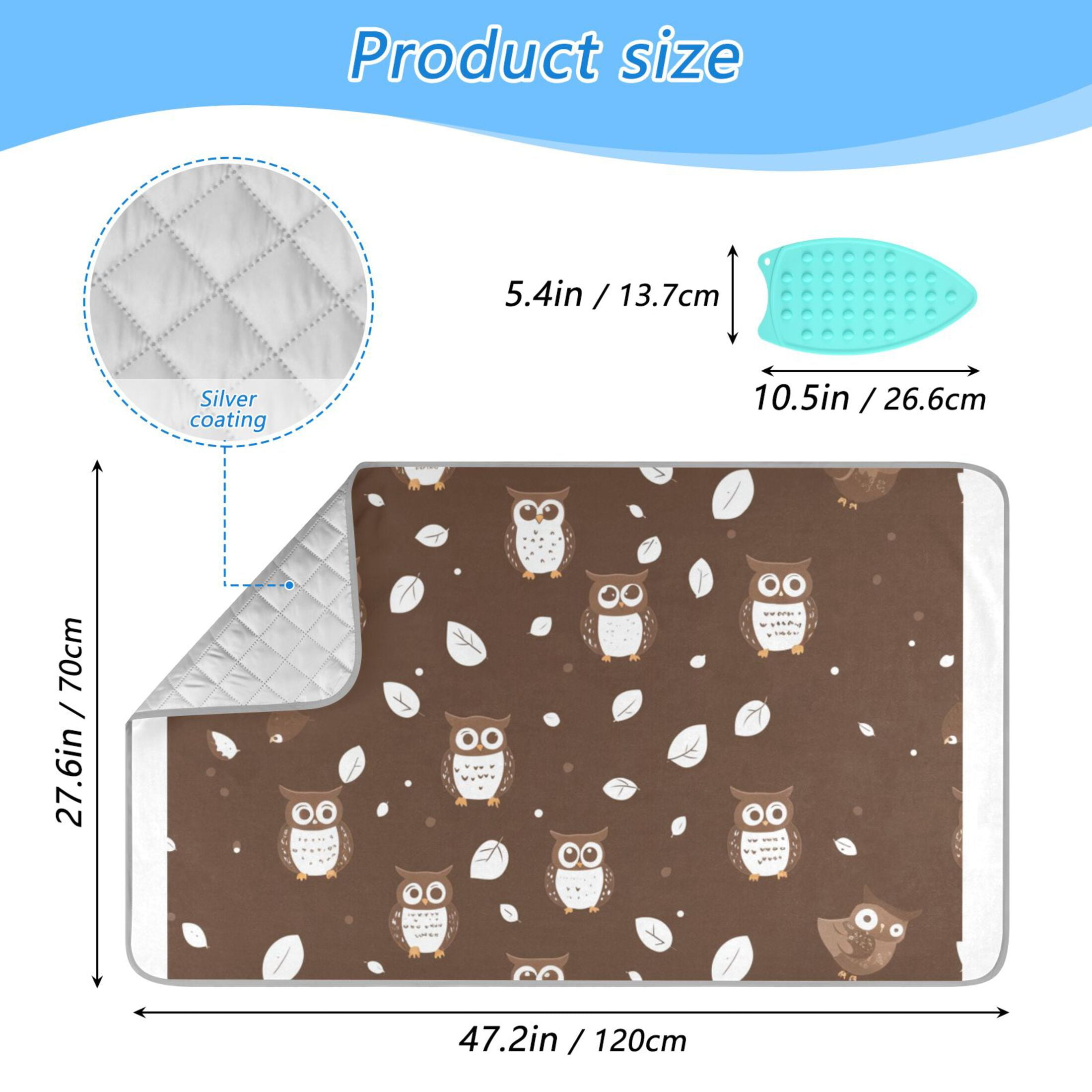 Minimalist Owl on A Gray Background Ironing Mat Blanket for Table Top Travel Portable Ironing Board Pad 47.2x27.6 Inch