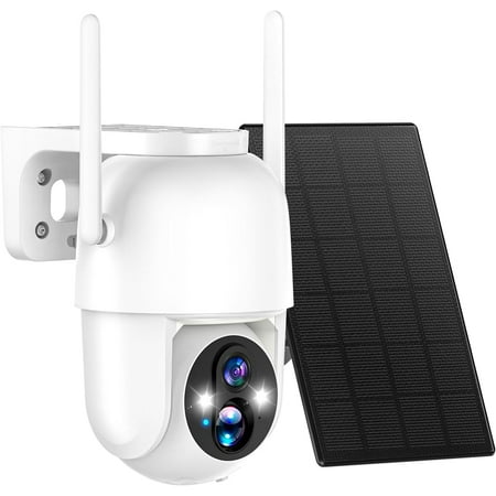 Solar-Powered 2K Security Camera - Wireless, Full 355° PTZ, IP65, Color Night Vision, PIR Alert, Two-Way Talk, Privacy-Protected