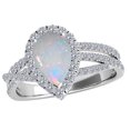 thumbnail image 2 of AoneJewelry 2.00 Carat Pear Shape Opal & Diamond Gemstone Ring In 10K White Solid Gold, 2 of 5