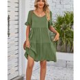 thumbnail image 4 of Women Dress V-Neck Short Sleeve T-Shirt Dress Babydoll Ruffles Casual Mini Dress, 4 of 6
