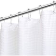 thumbnail image 4 of Textured Fabric Bath Shower Curtain, Polyester Ombre Shower Curtains for Bathroom, Waterproof Shower Curtain Liner with 6 Hooks,Machine Washable (36 x 72 inch, White), 4 of 6
