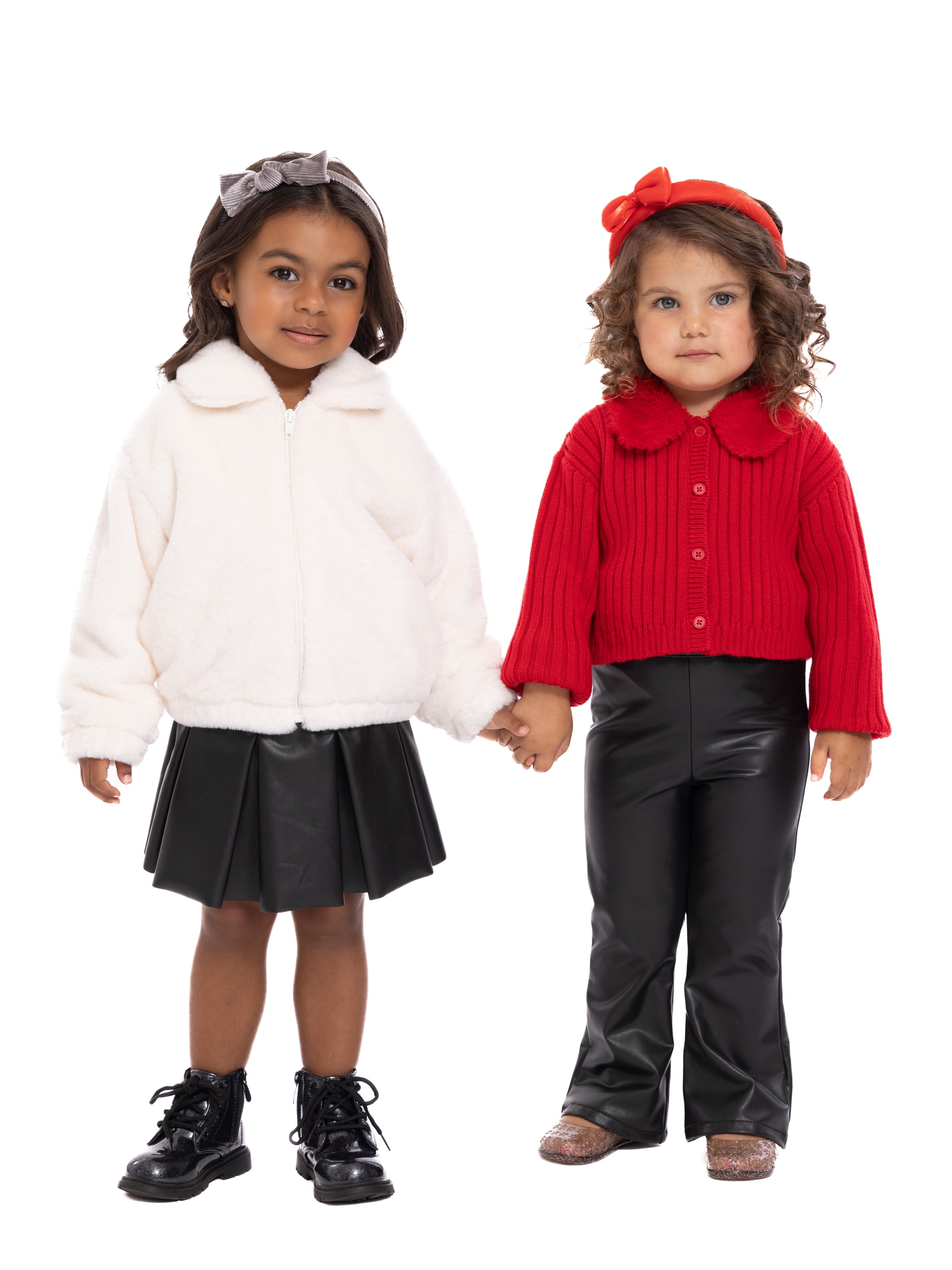 Wonder Nation Toddler Girls Cardigan Sweater with Faux Fur Collar, Lightweight, Sizes 12M-5T