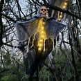 thumbnail image 3 of LED Skeleton Ghost Decor - Hanging Outdoor Halloween Porch Decoration Light Up Skull Figure Garden Spooky Yard Prop(A), 3 of 7